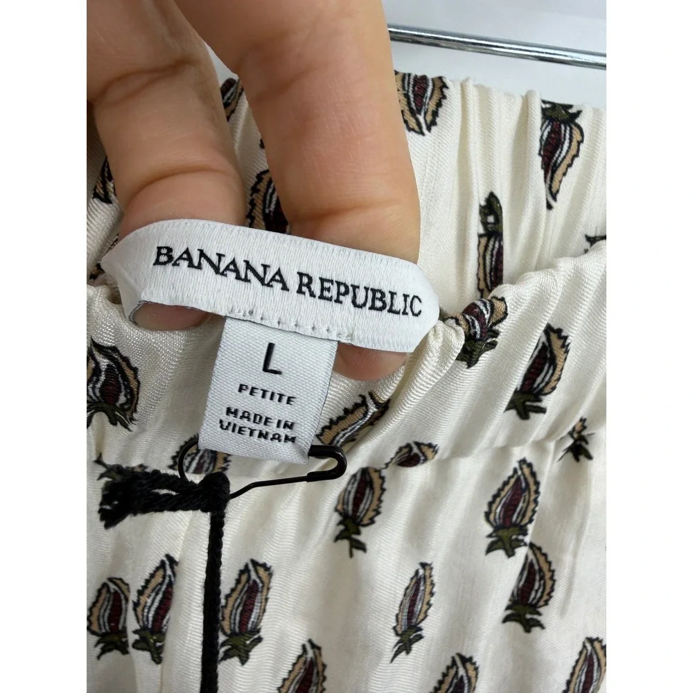 Banana Republic‎ Paisley Linen blend Set XL/L Petite Cream Black Kimono Pants